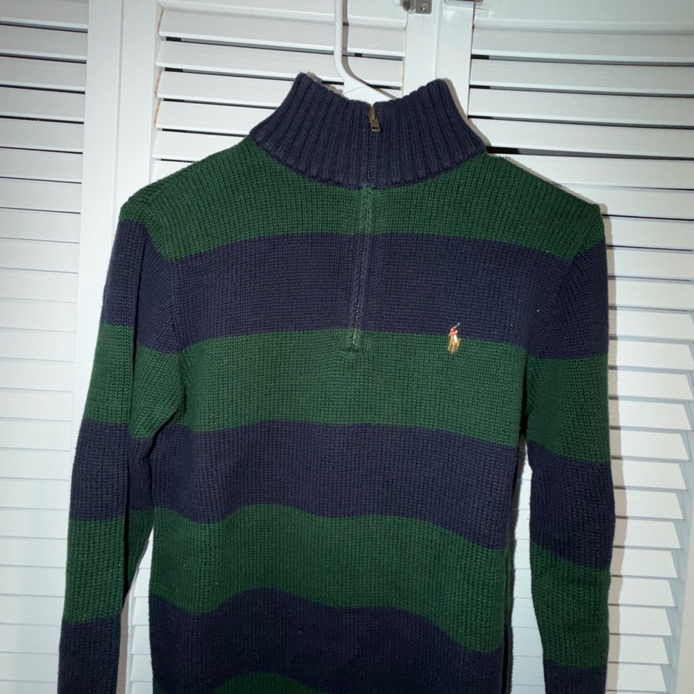 Ralph Lauren Boy’s Green and Navy qtr zip Sweater